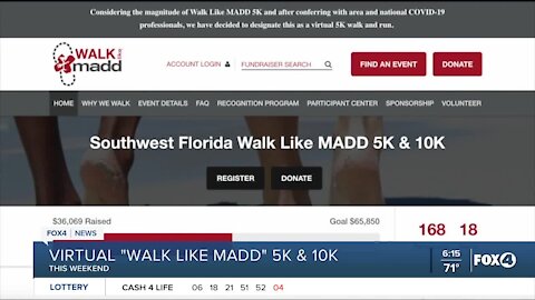 Details on this weekend's virtual "Walk Like MADD" 5K