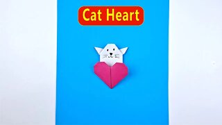 How to Make a Cat Heart Origami - Easy Paper Crafts
