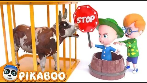 baby catching wild cow | animals cartoon for kids