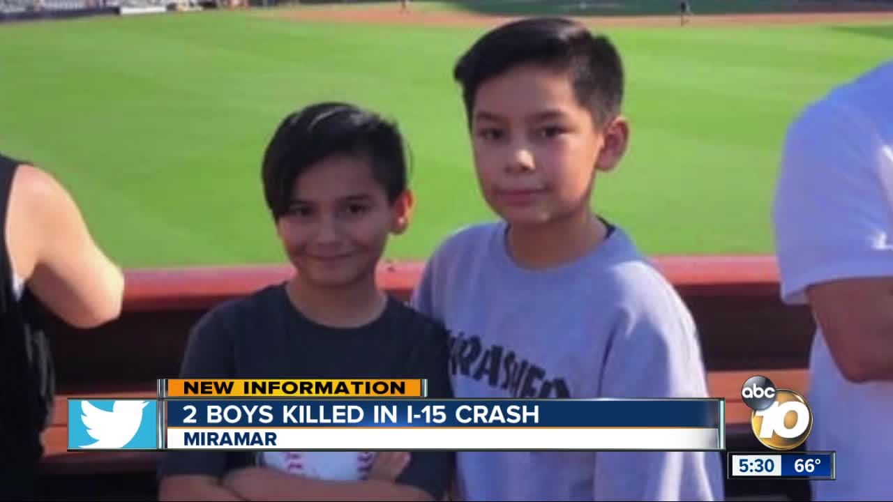 Two boys killed in crash on I-15 in Miramar