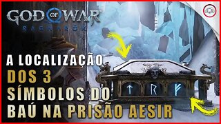 God of war Ragnarok, A localização dos 3 símbolos do baú em Destroços da Prisão Aesir | Super dica