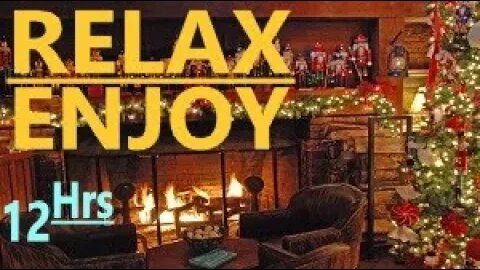 Christmas Fireplace Ambience & Sounds-Relax Meditate Focus Work Study DeStress Soothe Baby, 12 Hrs
