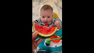 First time eating watermelon🍉