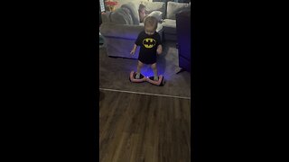 2 year old rides Hoverboard