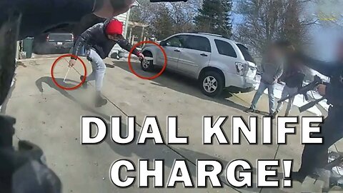 Bad Guy Dual Wielding Knives Charges At Cops On Video! LEO Round Table S08E15