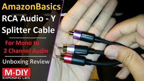 AmazonBasics RCA Audio - Y Splitter Cable For Mono To 2 Channel Audio (Unboxing Review) [Hindi]