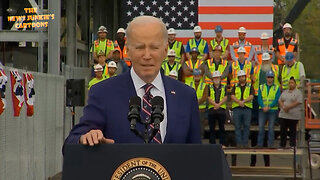 Biden can't skip his usual joke he repeats at every event: "Take a seat if you have one..." while talking about school shooting. His handlers laugh.