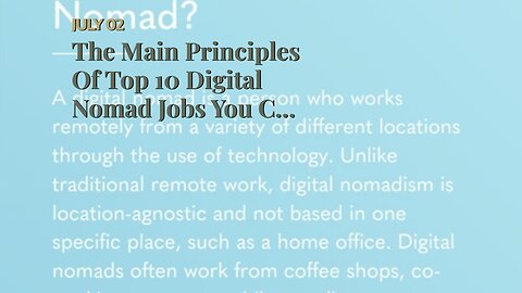 The Main Principles Of Top 10 Digital Nomad Jobs You Can Start with No Experience