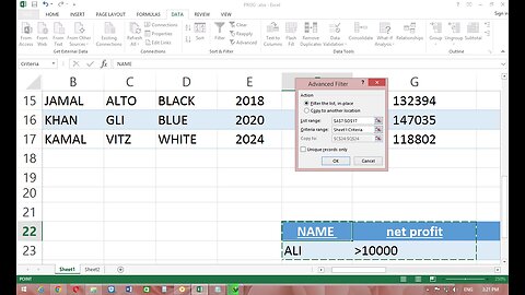 ADVANCE FILTER IN EXCEL