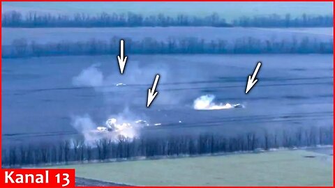 Russians escape with tanks-Going after Russian tanks retreat under cannons fire