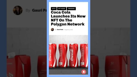 Coca Cola Launches Its New NFT On The Polygon Network #cryptomash #cocacola @SatoshiStacker