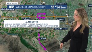 Weekend freeway construction happening around the Valley