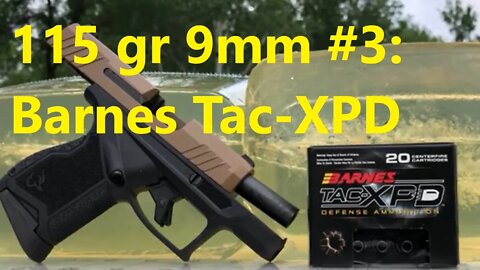 115 grain 9mm Taurus GX4 Short Barrel Ballistic Test #3: Barnes TacXPD (lead free)