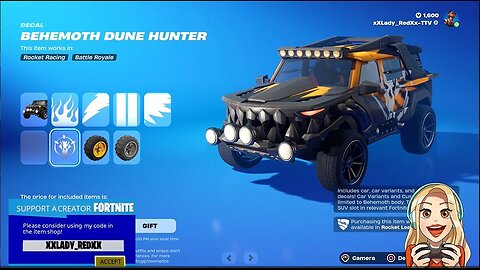 NEW BEHEMOTH (Car Body) DUNE HUNTER (Decal)-Fortnite