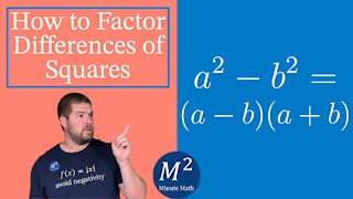 How to Factor Differences of Squares | a²-b²=(a-b)(a+b) | Minute Math