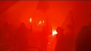 France: Protesters storm Paris stock exchange Euronext building with red flares - 20.04.2023