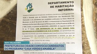 Gov. Valadares: prefeitura da cidade convoca candidatos do programa "Casa Verde e Amarela"