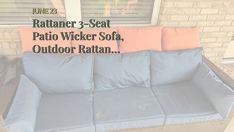 Rattaner 3-Seat Patio Wicker Sofa, Outdoor Rattan Couch Furniture Steel Frame with Furniture Co...