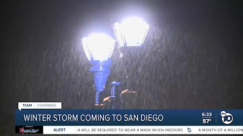 Winter storm arrives in San Diego