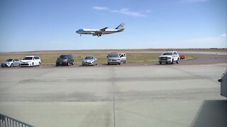 Air Force One arrives at Denver International Airport