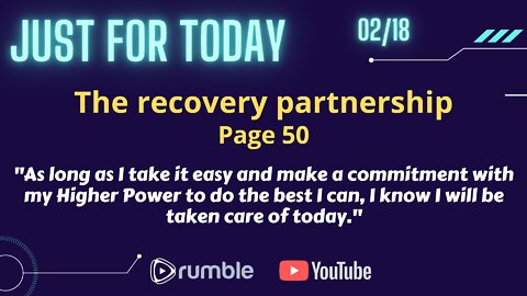 The recovery partnership 02 18 Just for Today N A