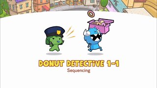 Puzzles Level 1-1 | CodeSpark Academy learn Sequencing in Donut Detective | Gameplay Tutorials