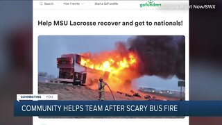Community helps team after scary bus fire