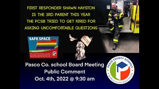 Pasco County School Board Public Comments 100422 They Try to Get 3rd Parent Fired!