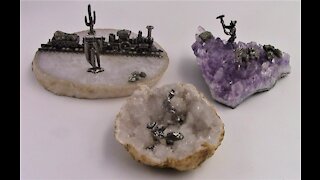 Putting pewter figuring's on Calcite Geode