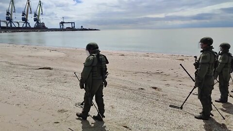Russian Sappers With The Uran-6 Robotic System Demine Along The Azov Sea Coast In Mariupol
