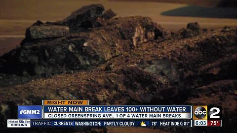 Water main break on Greenspring Avenue leaves hundreds without water