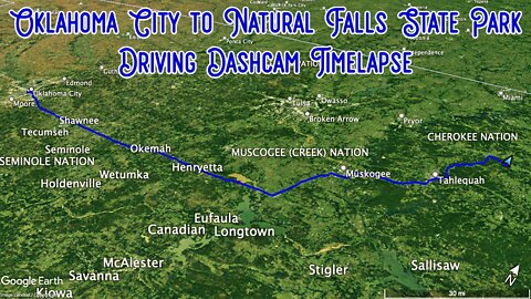 Oklahoma City to Natural Falls State Park | Driving Dashcam Timelapse | Garmin DriveAssist 50 Video