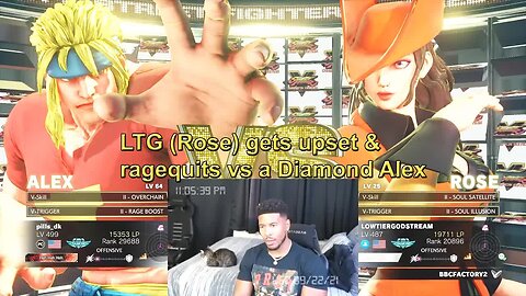 SFV - LTG Low Tier God (Rose) gets upset & ragequits vs a Diamond Alex [Major Start Reupload]