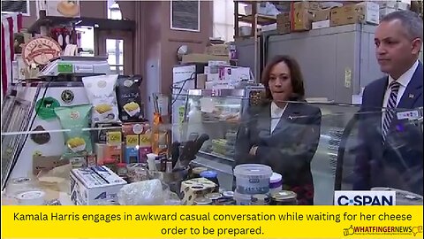 Kamala Harris engages in awkward casual conversation while waiting for her cheese order