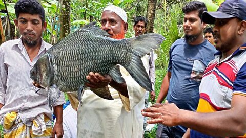 কালি কাতলা শিকার😱যেমন নাম তেমন ওজনেও ভারি🐳Hunting Incredible Giant Black Katla🐬Hook Fishing Vlog