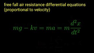 free fall air resistance differential equations (proportional to velocity)