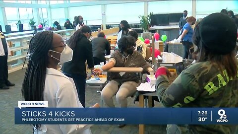 Phlebotomy students get practice ahead of exam