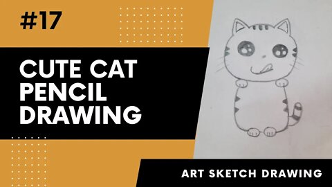 Cute Cat Pencil Sketch Easy Steps for Beginners l Cute Cat Pencil Drawing Tutorial #cutecatdrawing