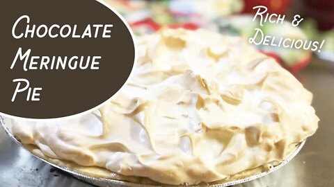 Chocolate Meringue Pie (Chocolate Cream Pie) - An old-school, delicious, chocolate #dessertrecipe 😋