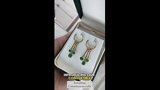 100% handmade convertible exchangeable dangle 1.24tcw emerald earrings into pendant 18K