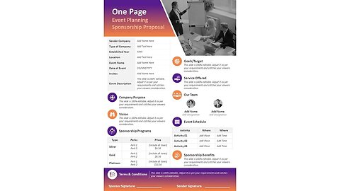 One Page Event Planning Sponsorship Proposal PowerPoint Template