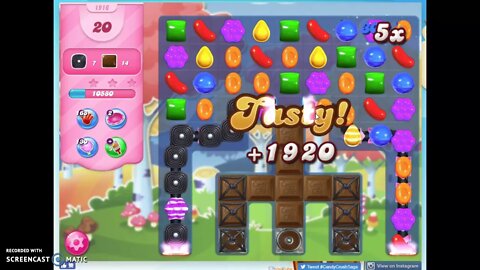 Candy Crush Level 1916 Audio Talkthrough, 1 Star 0 Boosters