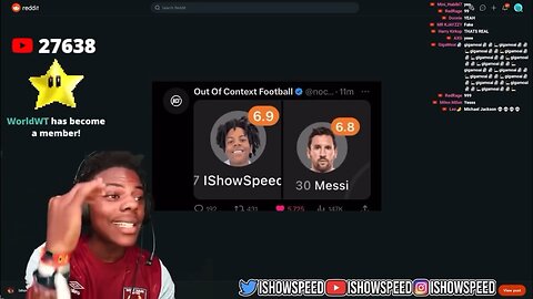 iShowSpeed Reacts To Messi Being Ranked Lower Then Him