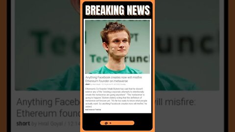 Current News: Anything Facebook creates now will misfire: Ethereum founder on metaverse #news