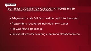 FWC says 24 year old dies in an accident on the Caloosahatchee River.