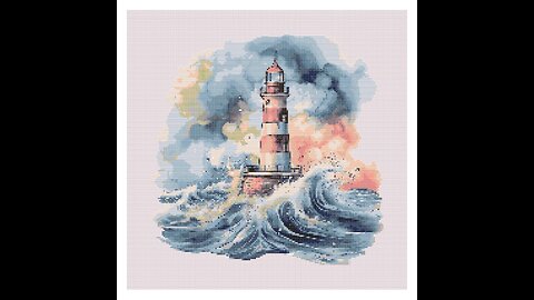Stormy Lighthouse Cross Stitch Pattern by Welovit | welovit.net | #welovit