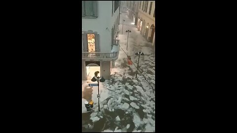 "Frozen River Flows Through Streets of Seregno Italy! Surreal Scenes After Heavy Hailstorms 🌧️🧊"