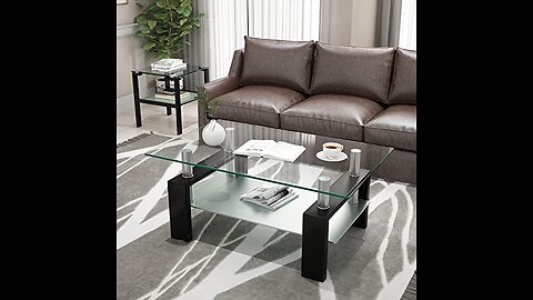 Meihua Glass Coffee Table for Living Room Rectangle Modern End Table…