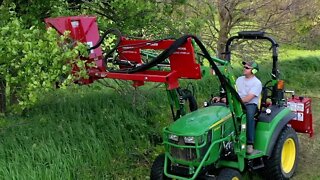 Mow Tree Limbs From Tractor! Loader Mounted Rotary Cutter!