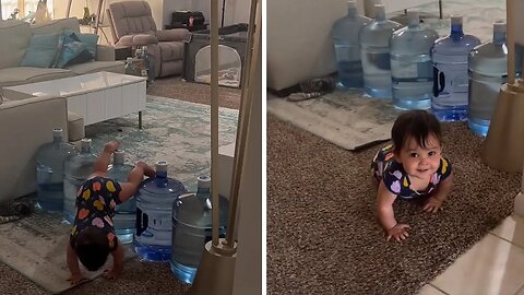 Smart baby girl finds a clever way to escape